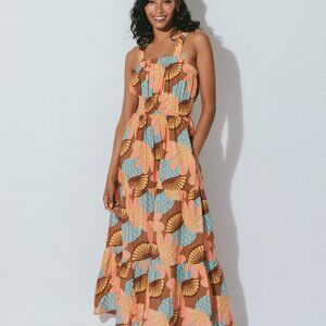 NWT Cleobella Jolene Ankle Orange and Brown Dress X-arge